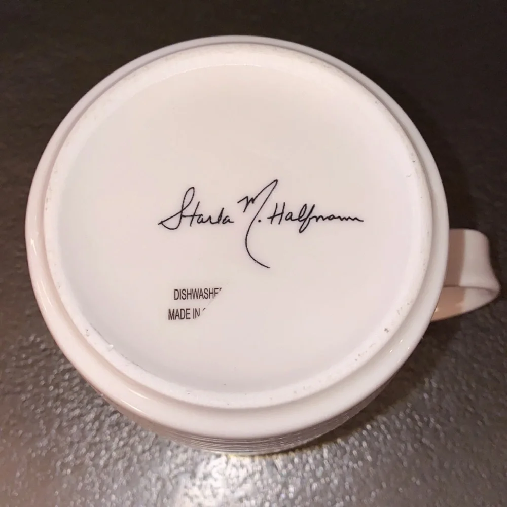 Anthropologie White Mug with Red Floral Letter T